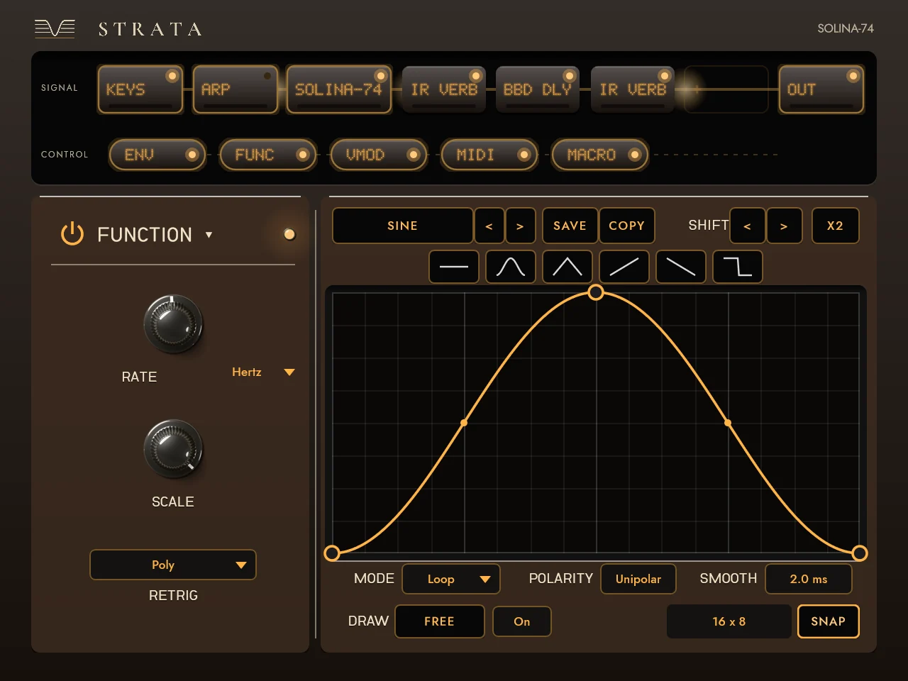 Strata: a modulator drawn on its screen